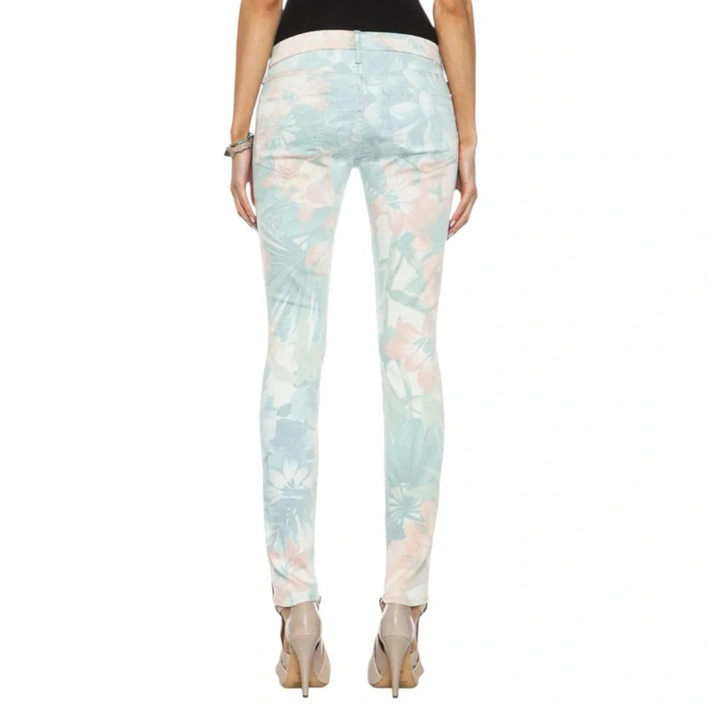 MOTHER JEANS “The Looker” Floral Skinny w/ Racer Stripe in Surf’s Up Size 25